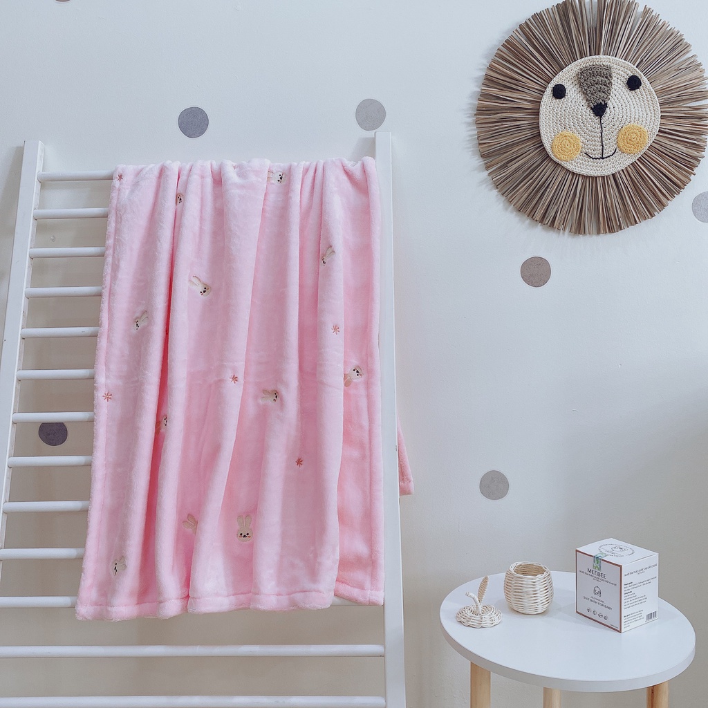 Chăn lông tuyết cho bé cao cấp MONONA , mềm mịn hoạ tiết thêu đa dạng dành cho bé