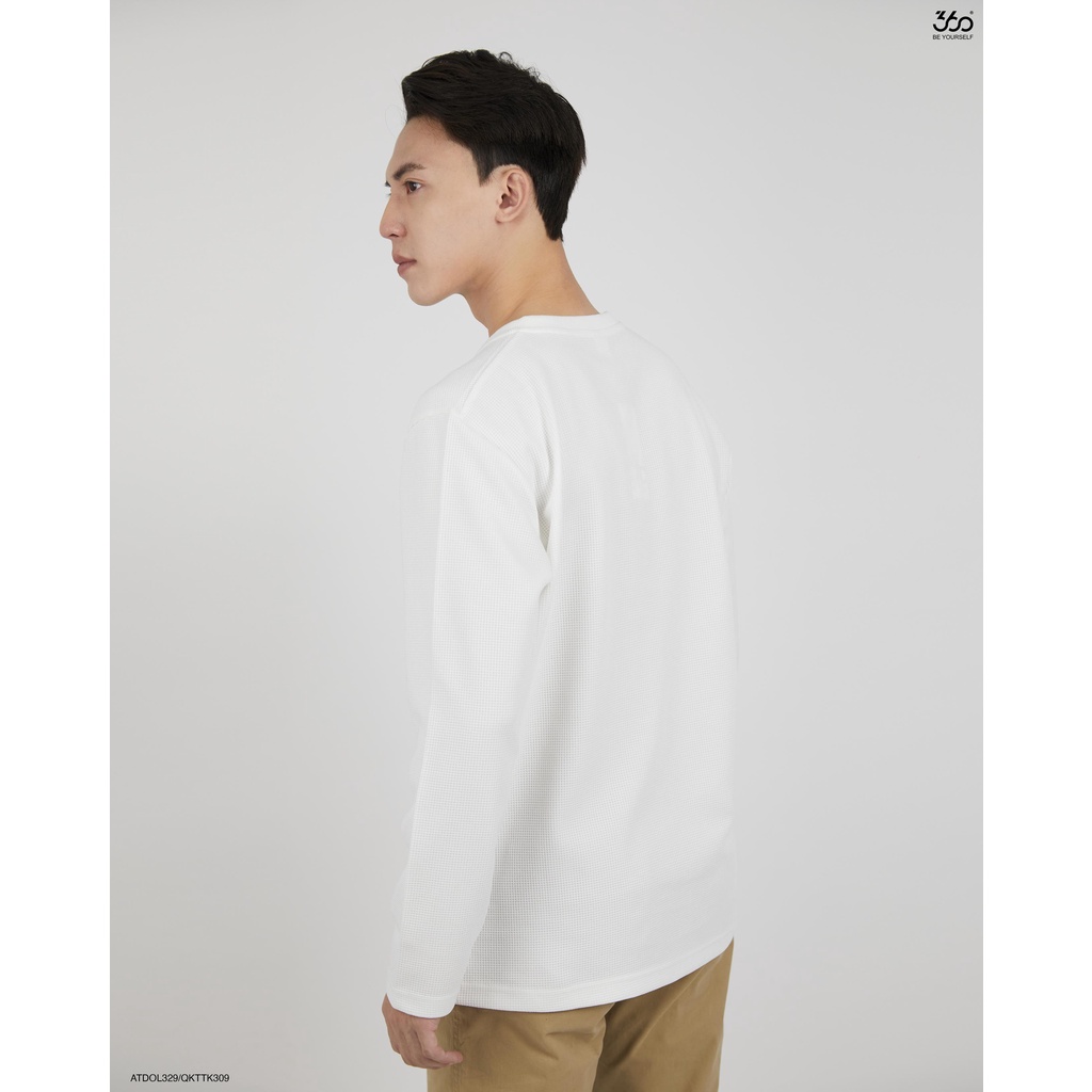 Áo thun nam dài tay cổ henley 360Boutique áo thun basic hai màu trắng đen - ATDOL329