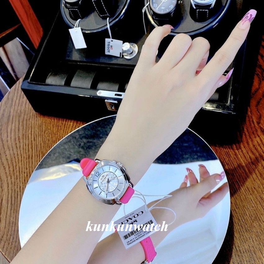 Đồng Hồ Nữ Coach 14502092 Dây Silicon Hồng 34mm