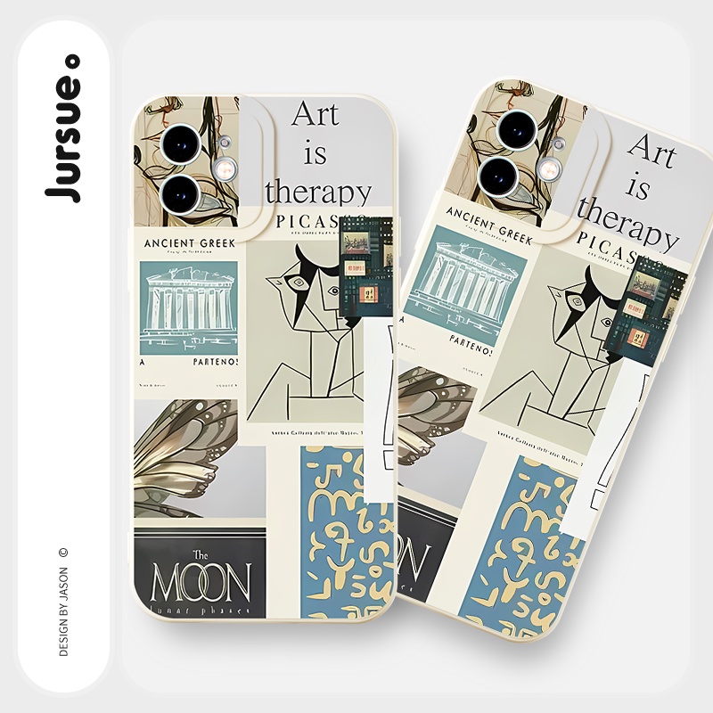 Ốp lưng JURSUE mềm dẻo chống sốc hình độc lạ vintage Cho iPhone 14 13 12 11 Pro Max SE 2020 X XR XS 8 7 ip 6S 6 Plus Y2479