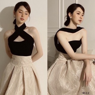 Áo kiểu cổ yếm dây đan chéo , hai dây cổ chéo AN1 Bimstore