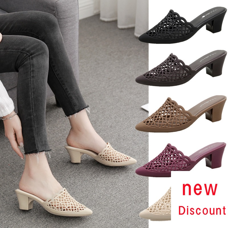 Giày Sandal Cao Gót Mũi Nhọn Bằng Nhựa Trong Suốt Chống Trượt Thời Trang Mùa Hè Dành Cho Nữ