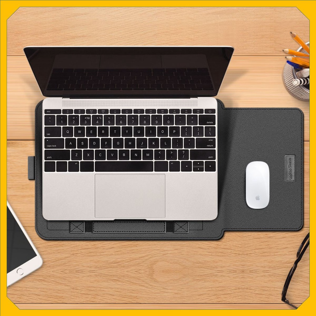 Túi da đựng Laptop, Macbook Air/Pro 11/12/13.3/14/15/15,6 inch kiêm kê tản nhiệt, kê tay, bàn di chuột.
