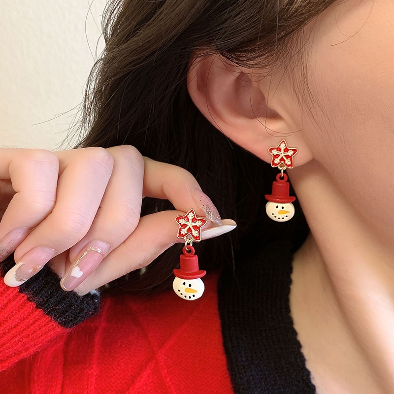 Bông Tai Mạ Bạc 925 Hình Giáng Sinh