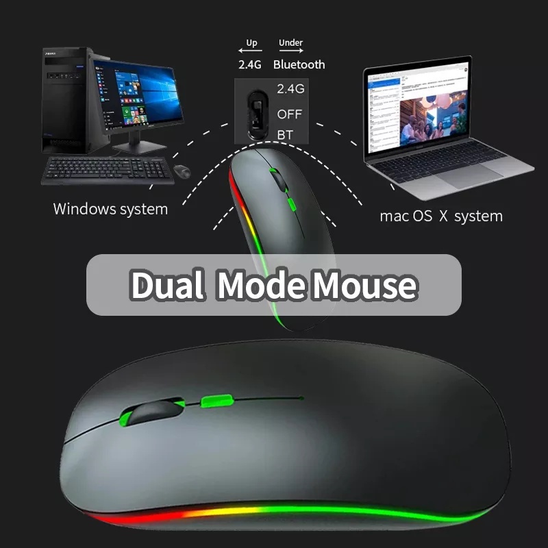Chuột Quang Không Dây 2.4G 1600DPI Nhiều Màu Sắc Có Thể Sạc Lại Dành Cho PC Laptop