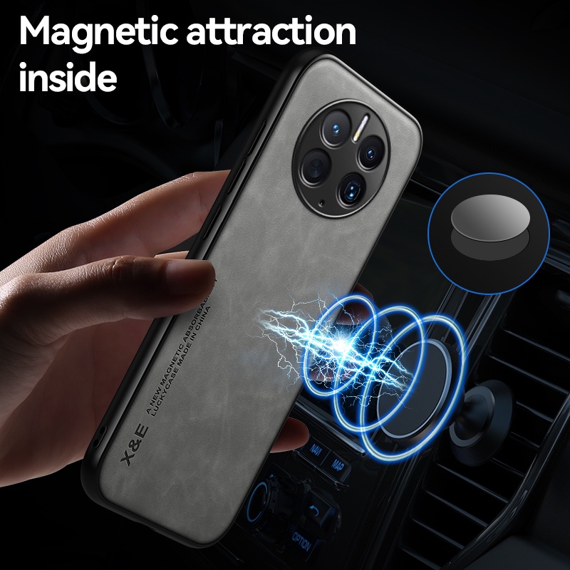 Ốp Điện Thoại Bọc Da Mặt Nhám Kèm Móc Xỏ Ngón Nam Châm Hút Cho Huawei Mate 50 Pro 40 Pro 30 Pro 20 Pro 20x