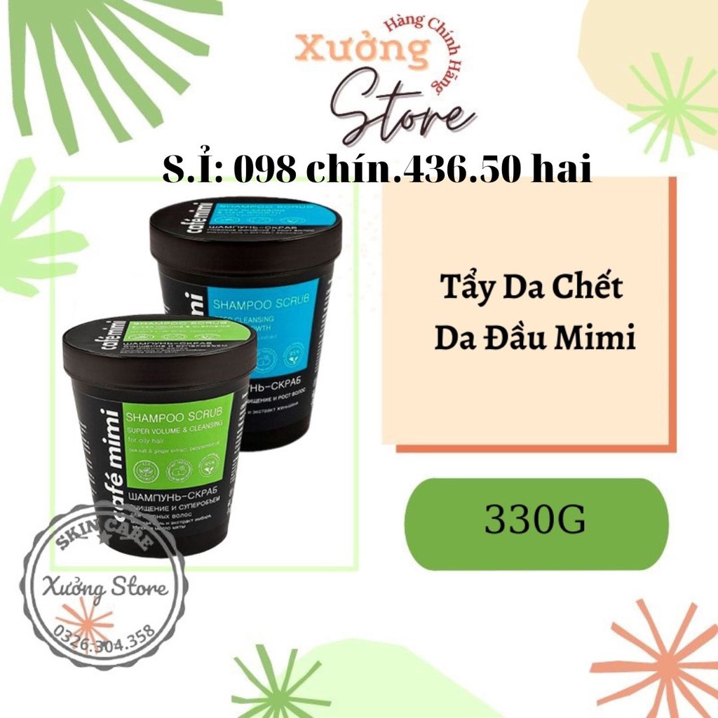 Tẩy da chết da đầu cafe Mimi 330g_Giúp làm sạch sâu tóc_Giảm ngứa kiềm dầu