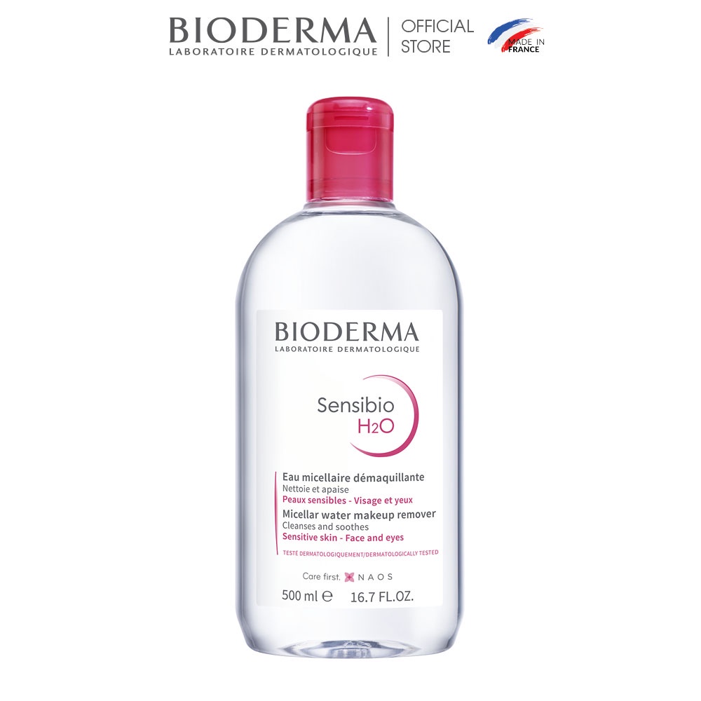 Nước Tẩy trang BIODERMA nội địa Pháp Xanh-Hồng 500ml