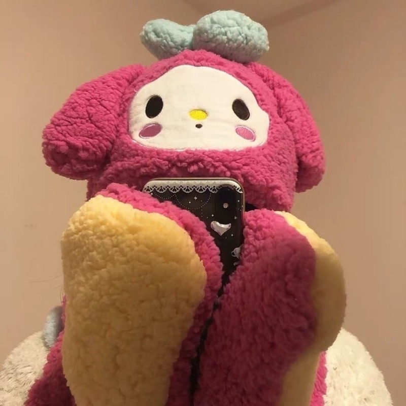 Mũ len Kuromi Sanrio kèm khăn choàng cổ và găng tay giữ ấm 3in1 Footmade