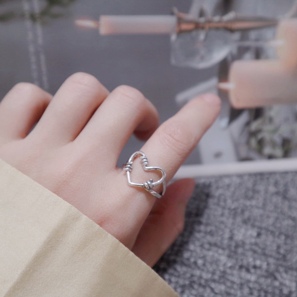 Nhẫn trái tim xoắn chất liệu bạc Thái 925 thời trang phụ kiện trang sức Viễn Chí Bảo N000593