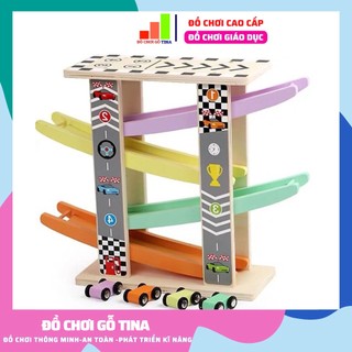 Đồ Chơi Cho Bé Cầu Trượt Ô Tô Có Gara, Đồ Chơi Gỗ Thông Minh