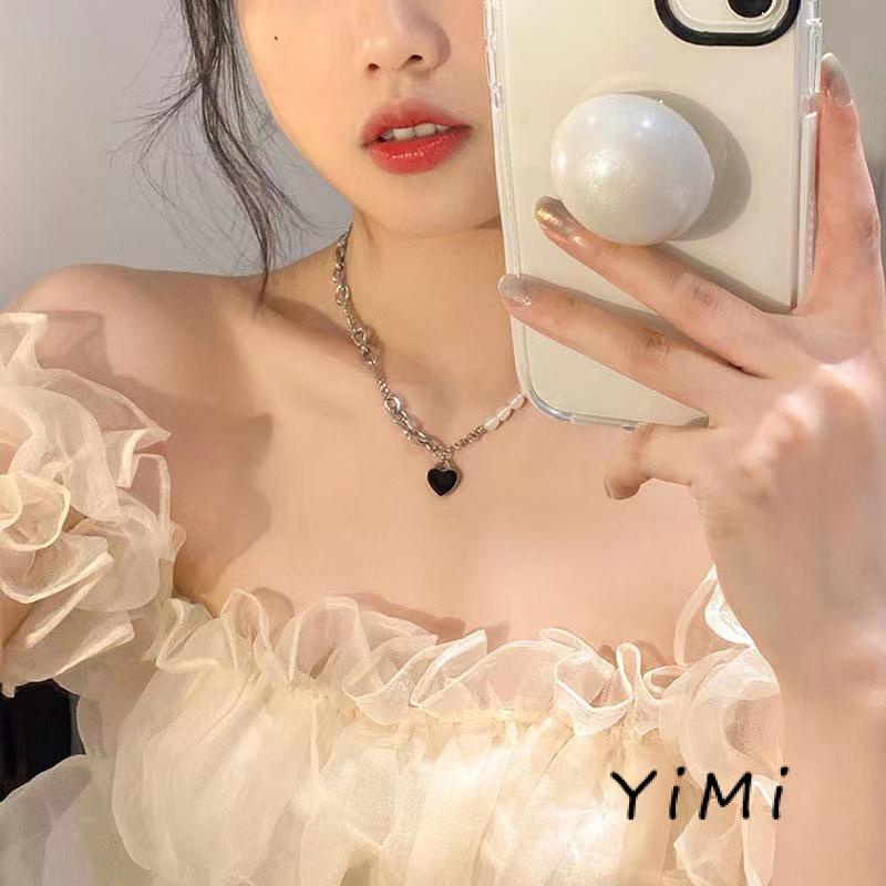 Vòng cổ Đính Ngọc Trai Hình Trái Tim Sang Trọng Phong Cách Hàn Quốc