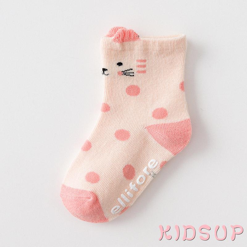 1 Đôi Tất Cotton Dài Chống Trượt In Họa Tiết Hoạt Hình Cho Bé