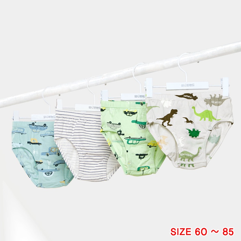 Set 4 quần chip tam giác cotton organic cho bé trai Unifriend Hàn Quốc, Size 9-35kg