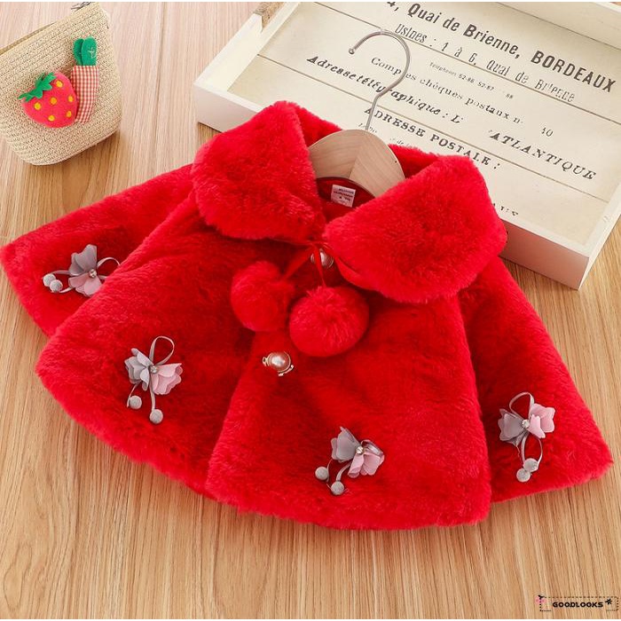 Áo Khoác Cardigan Lông Dày Ấm Áp Đính Nơ Dễ Thương Cho Bé Gái 6-12 Tháng Tuổi