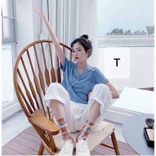 Áo thun croptop cổ tim đủ màu siêu dễ thương