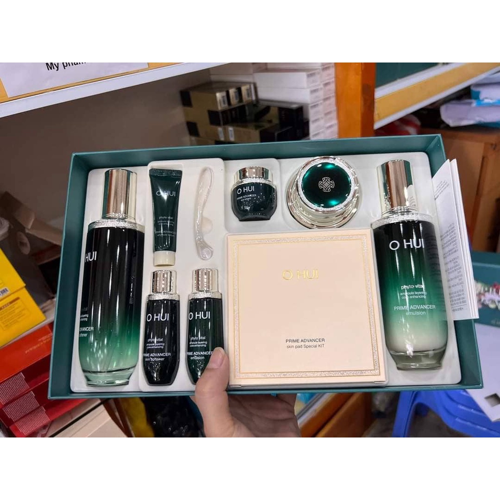 Sét OHUI Xanh Prime Advancer Căng Bóng Mới Về Đầy Đủ 9sp Căng Bóng, Chống Nhăn Nâng Cơ, Phục Hồi Da