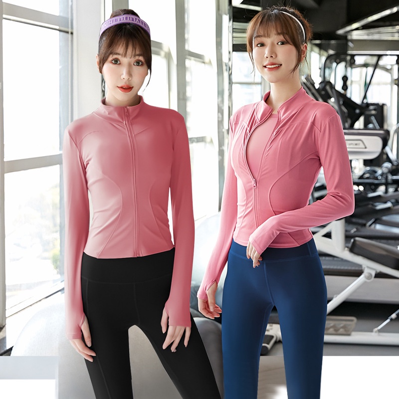 Bộ Đồ Tập yoga Áo Khoác cardigan Tay Dài Ôm Dáng Thoáng Khí (Bột Đậu Phộng / Bột Mật Ong) Mới Cho Nữ