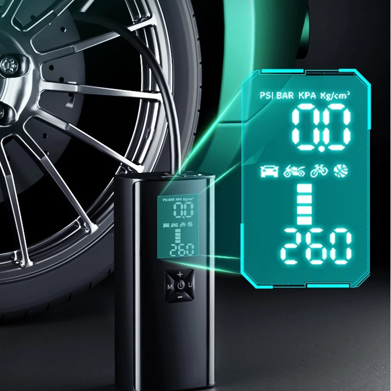 Bơm Ô Tô Sạc Pin Đồng Hồ Điện Tử Nhỏ Gọn, Tiện Lợi