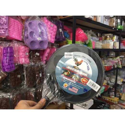 Khuôn đổ bánh khọt có tay cầm chống dính 10 lỗ- Khay nướng bánh khọt sử dụng được trên bếp từ