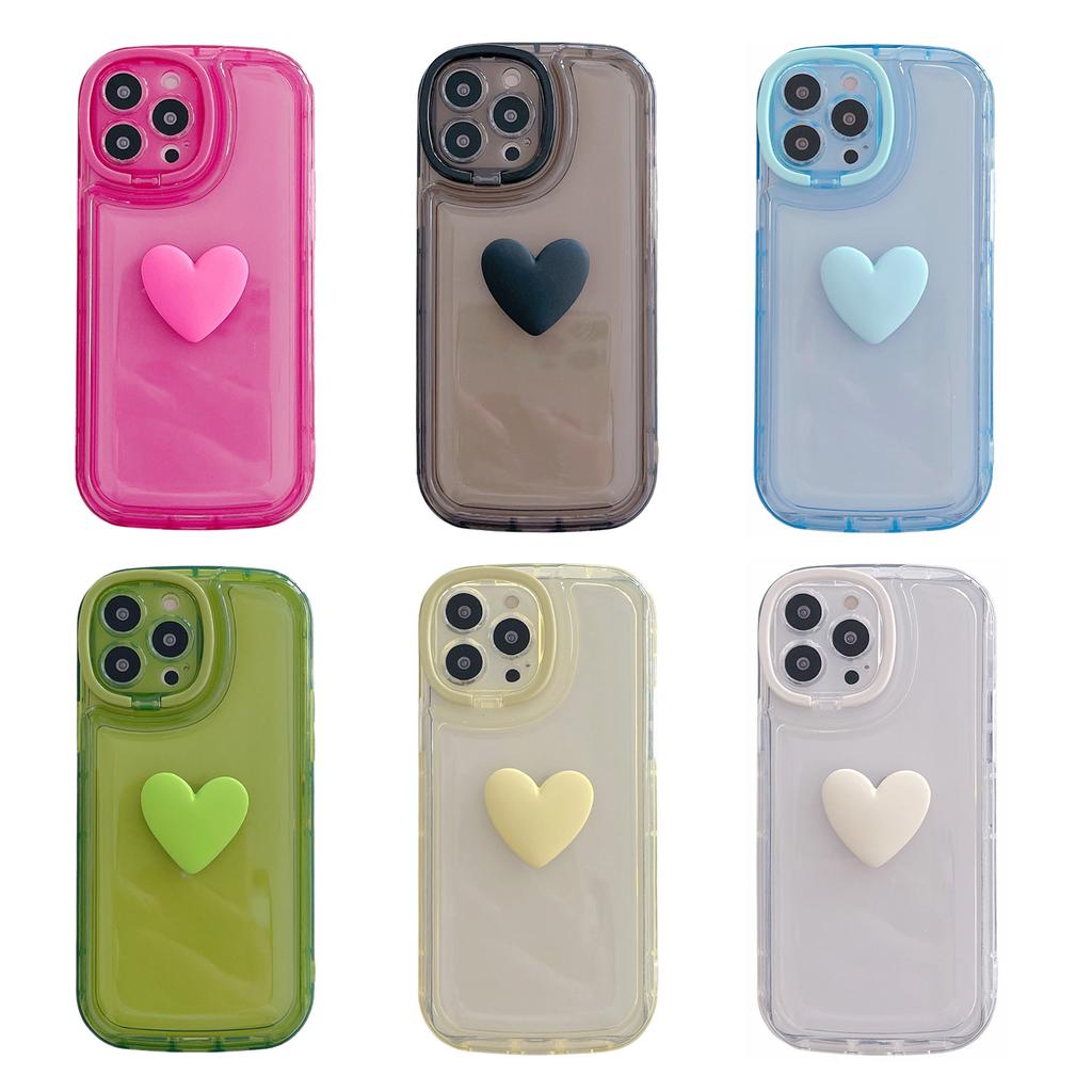 Ốp Điện Thoại Túi Khí Ẩn Hình Trái Tim 3D Có Giá Đỡ Cho IPhone 14promax 14 13promax 13 12 11