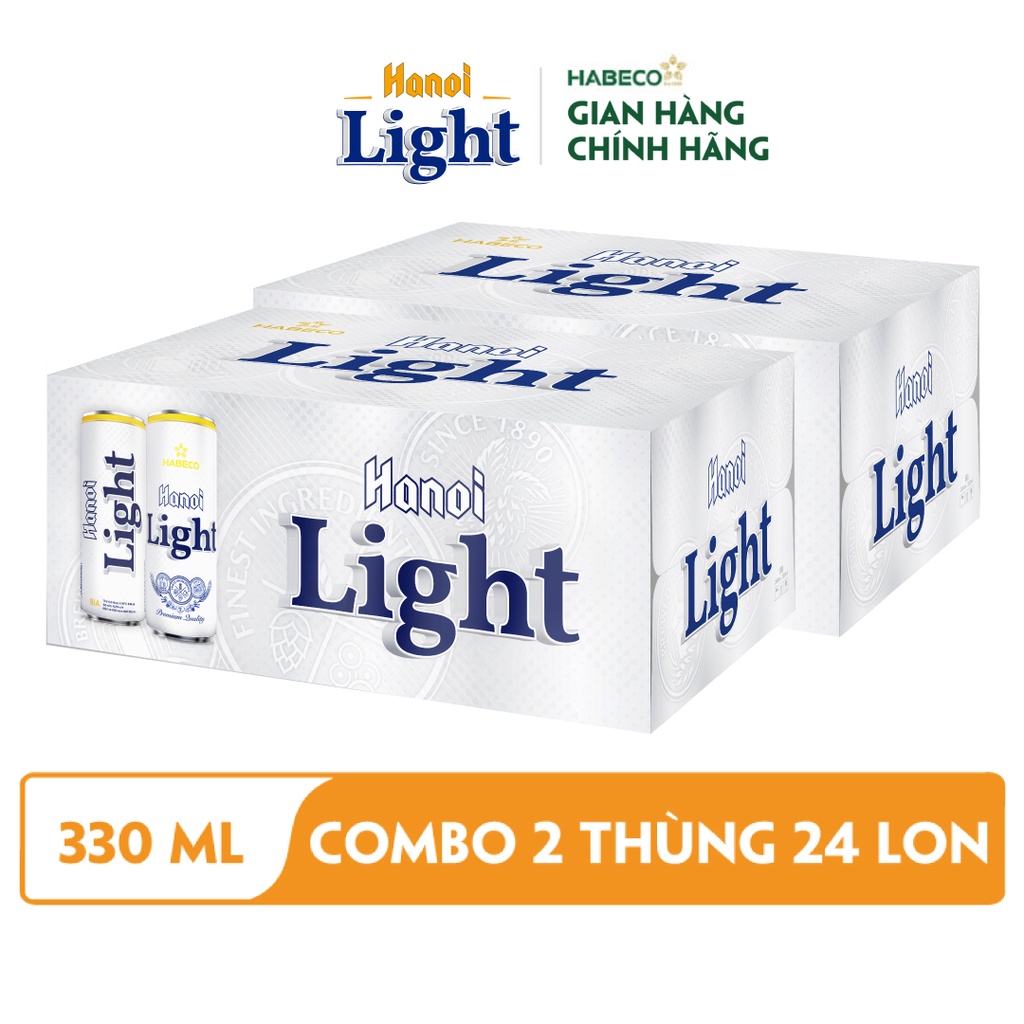 COMBO 2 Thùng 24 lon Bia Hanoi Light – HABECO (330ml/lon)