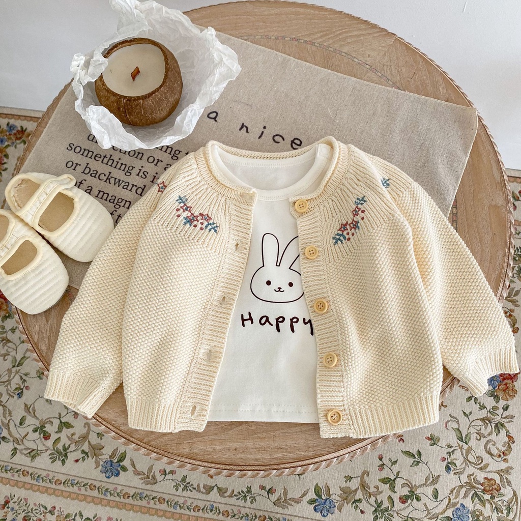Áo Khoác Cardigan Dệt Kim Màu Sắc Xinh Xắn Cho Bé Gái