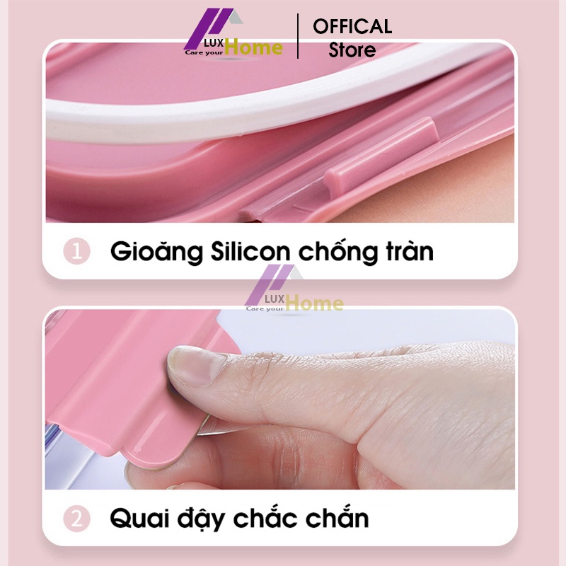 Hộp đựng thức ăn, đựng canh chống tràn bằng thủy tinh chịu nhiệt, dung tích 400ml Luxhome