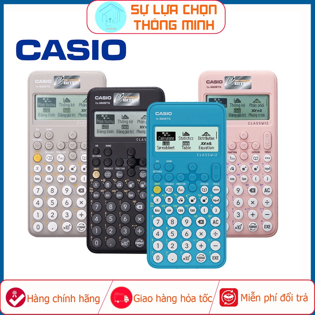 Máy Tính Casio Fx-880BTG - Máy Tính Nhập Khẩu Thái Lan - Tốc Độ Xử Lí Nhanh - Hỗ Trợ Tiếng Việt - Bảo Hành 7 Năm