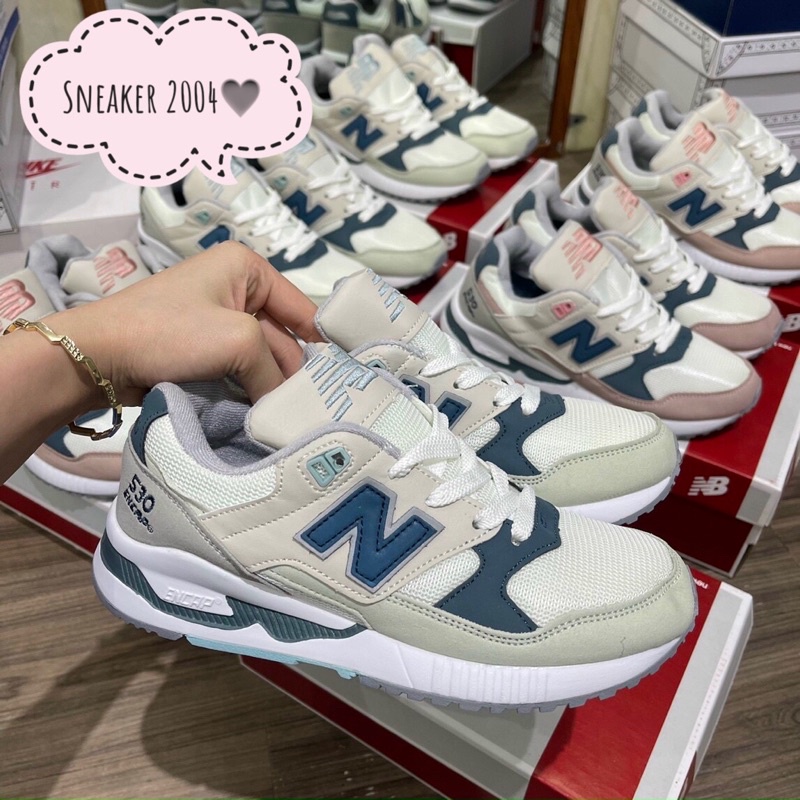 Giày thể thao sneaker NB 5530 xanh than xám xanh than hồng xám ảnh thật + freeship