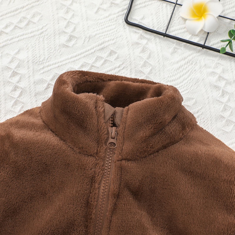 Áo Hoodie Nỉ Màu Trơn Tay Dài Giữ Ấm Mùa Đông Áo Khoác Dành Cho Bé Trai Và Gái Trai  1-6 Tuổi