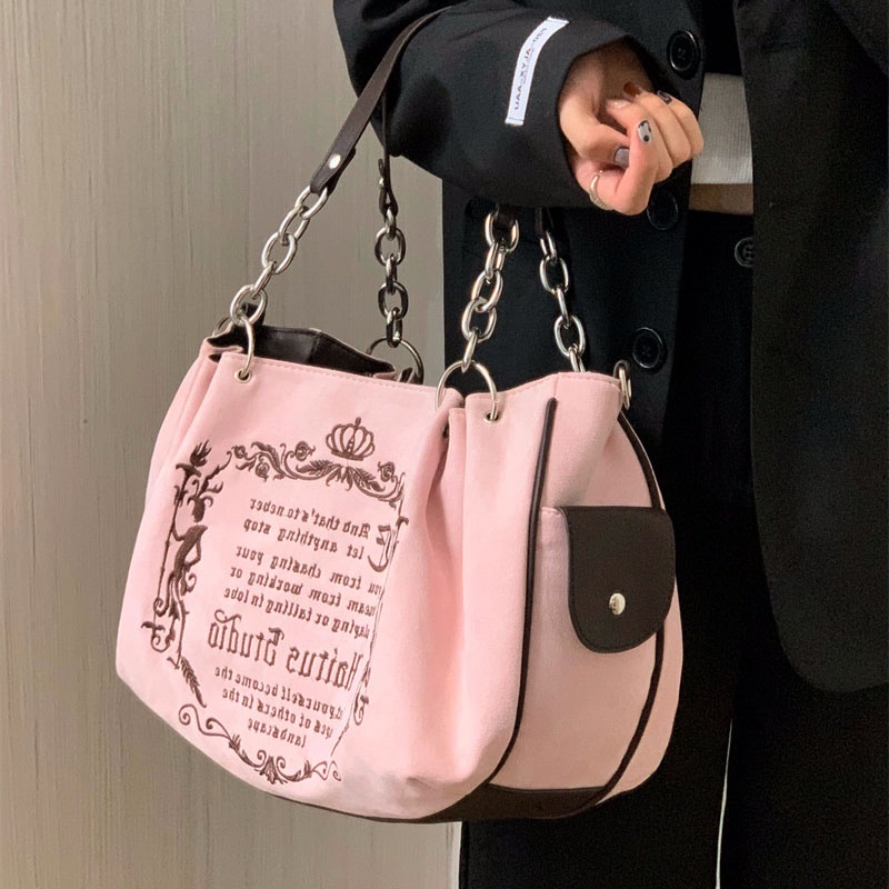 Túi Đeo Vai Cỡ Lớn Mềm Mại Phối Dây Đeo Sợi Xích Phong Cách Cổ Điển Thời Trang Cho