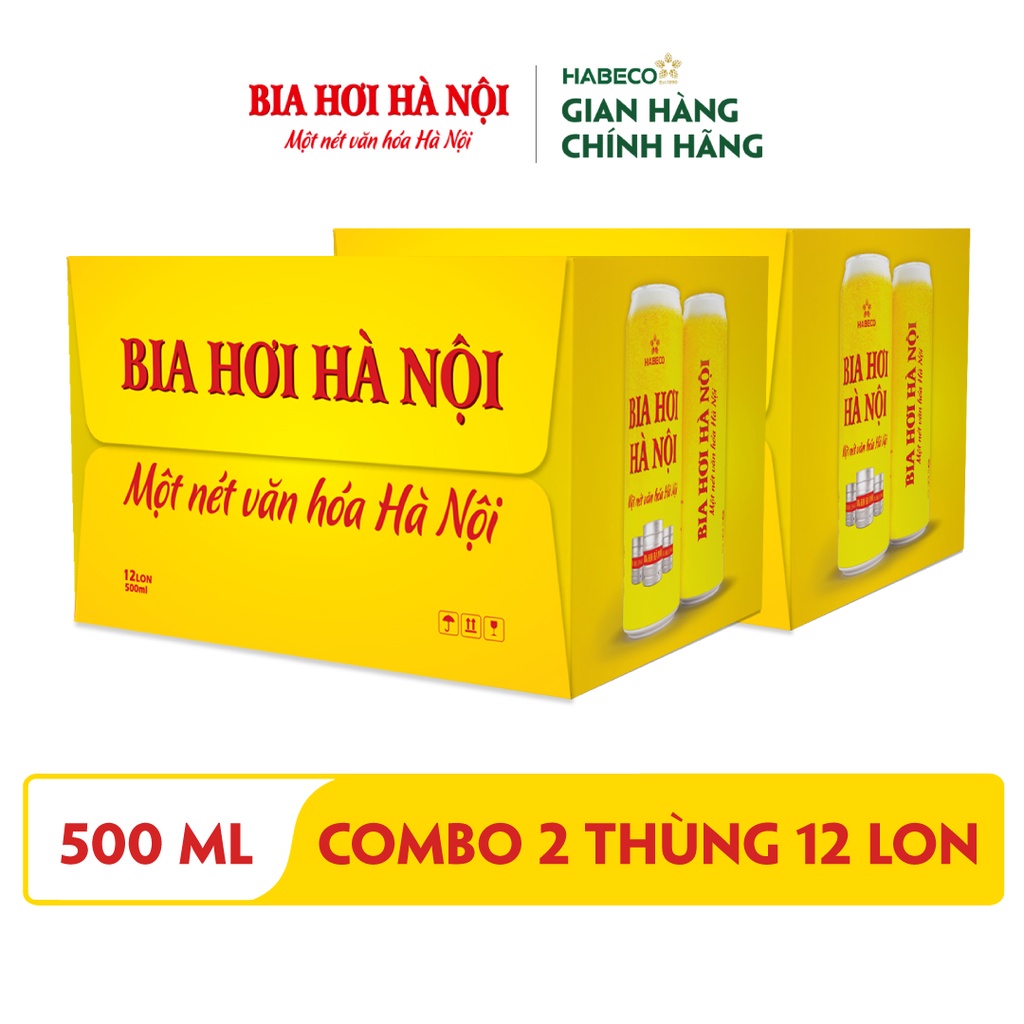 COMBO 2 Thùng 12 lon Bia Hơi Hà Nội – HABECO (500ml/lon)