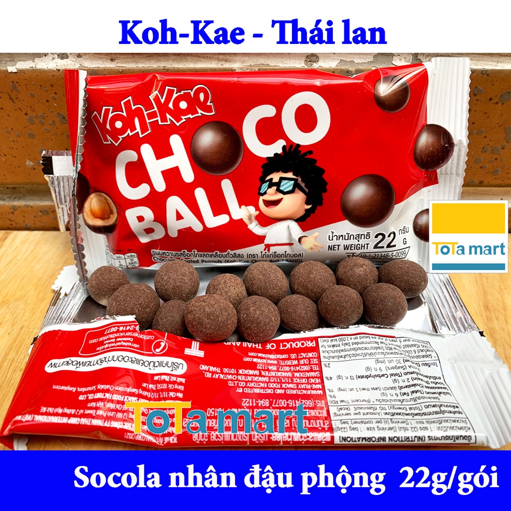 hsd 10 2023 Gói 22g Choco ball Socola nhân đậu phộng Koh-Kae Thái Lan