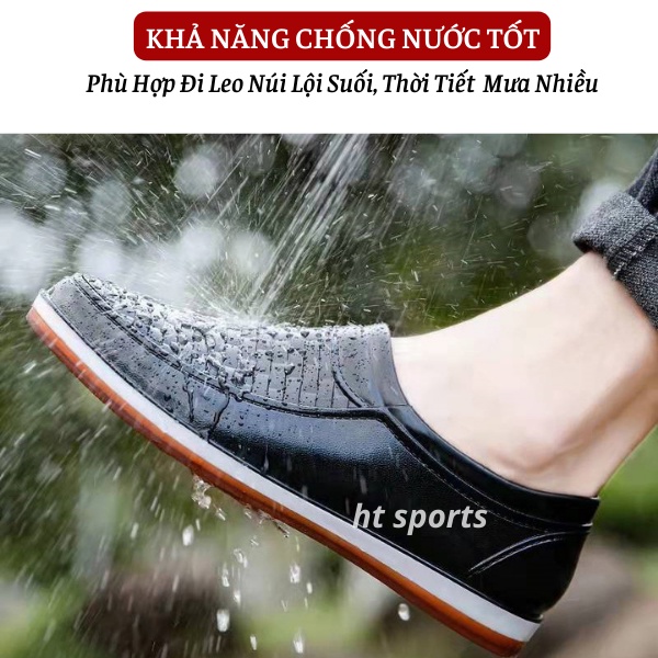 Giày lười, giày mọi nam HT Sports đi mưa chống nước tiện lợi, phong cách thời trang công sở