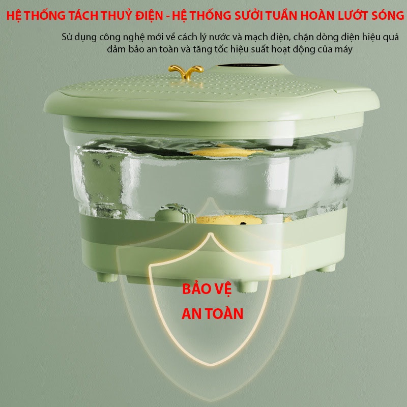 Bồn ngâm chân massage gấp gọn cao cấp tặng kèm thảo dược ngâm chân, chậu ngâm chân máy massage chân, bảo hành 2 năm