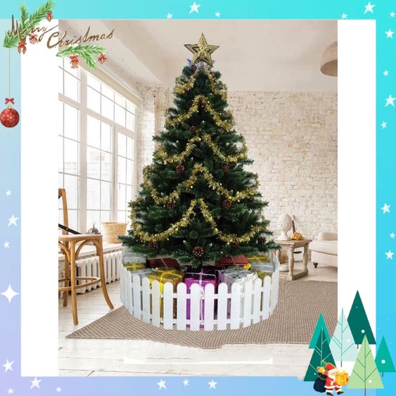 Cây thông noel 3 loại lá gắn trái thông, cây thông noel 1m8 tán lá dày trang trí giáng sinh trong nhà ngoài trời