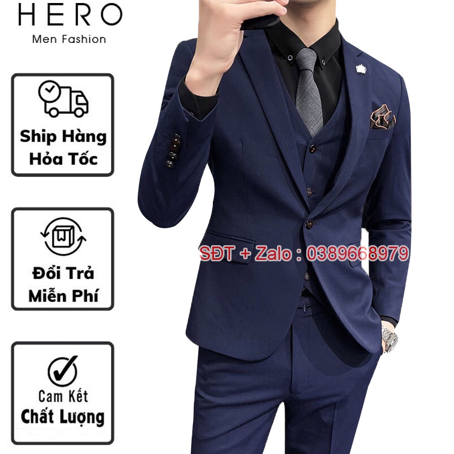Bộ Vest Nam Cao Cấp Hàn Quốc Màu Tím Than, BỘ Suit Nam thanh niên dáng ôm.
