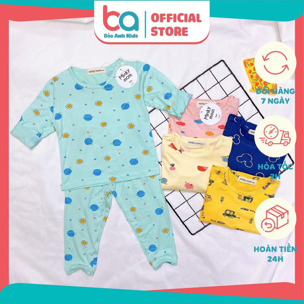 Bộ Đồ Cho Bé Gái Bé Trai Dài Tay Nút Vai Minky Mom Vải Thun Lạnh, Họa Tiết In Hình Xe Oto, Bộ Thu Đông Cho Bé - TD4