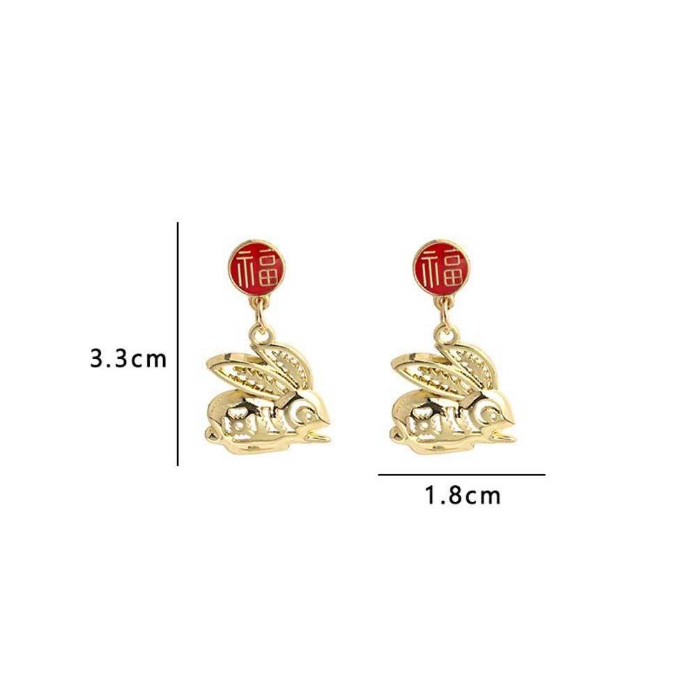 Khuyên Tai Dáng Dài Hình Chú Thỏ Màu Đỏ Thời Trang