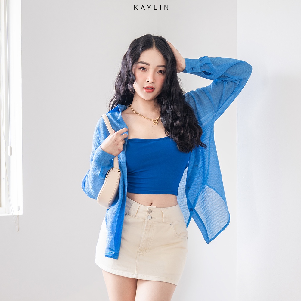 Áo thun KAYLIN ống croptop ôm body không dây viền trái tim phong cách N1833