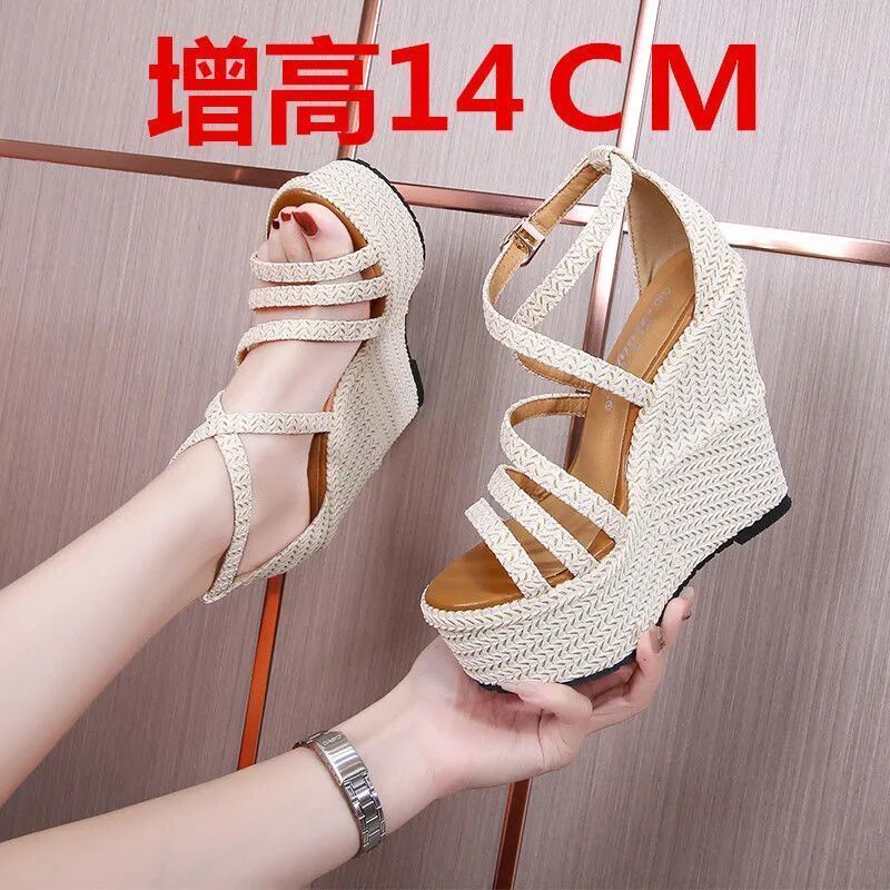 Giày Sandal Cao Gót 16cm 14cm 12Cm Đế Xuồng Hở Ngón Phong Cách Bohemian Thời Trang 2022 Cho Nữ