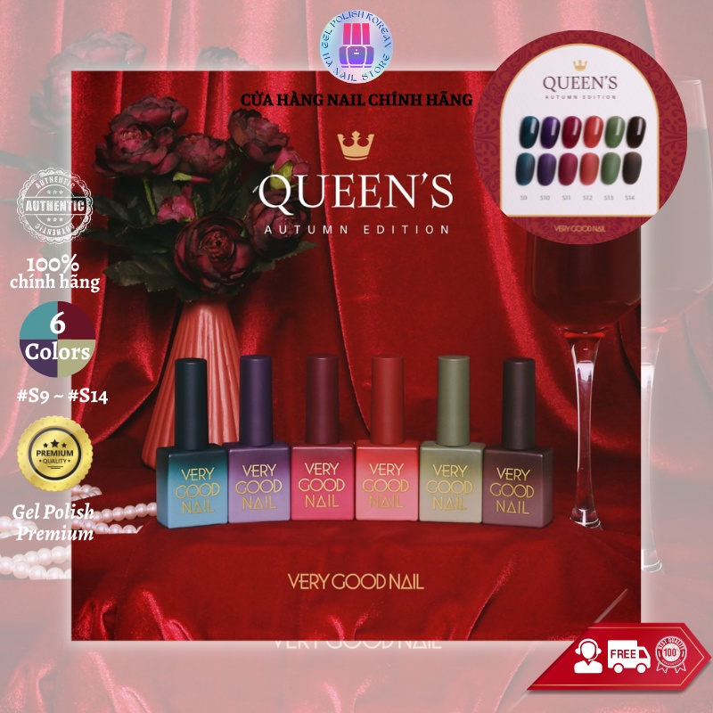 Set Sơn Gel 6 màu Thạch Hàn quốc Bộ sưu tập Queen's Autumn Collection Sơn gel Very good nail chính hãng [Full Set 6pcs]