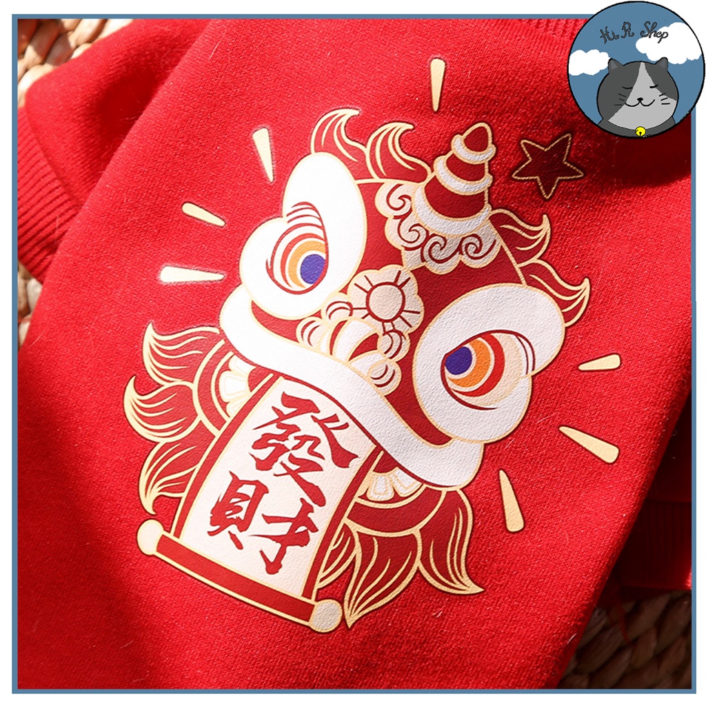 Áo Tết Hình Lân Áo Thiết Kế Xinh Xắn Cho Thú Cưng Áo Mùa Đông Cho Chó Mèo