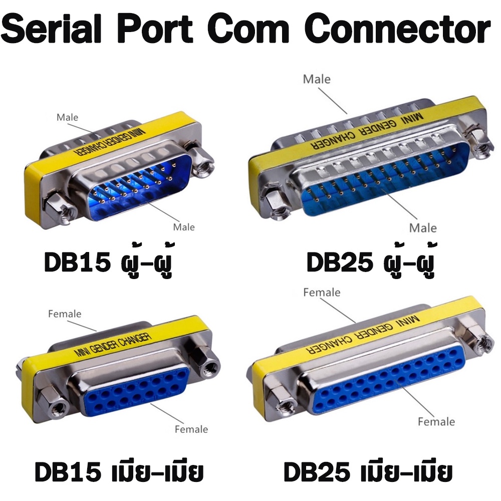 Bộ chuyển đổi giới tính Mini DB15 DB25 RS232 Cổng nối tiếp Com Connector Nữ / Nam