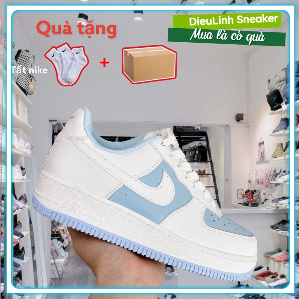 Giày_nike nam nữ, giày af1 trắng xanh kem thời trang cao cấp full box