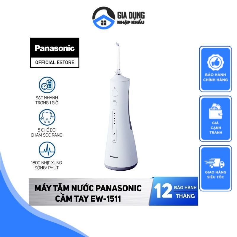 Máy Tăm Nước PANASONIC EW1511, Dung Tích 200ml, Loại Bỏ Mảng Bám, Vi Khuẩn, Nhập Đức, BH 12 Tháng