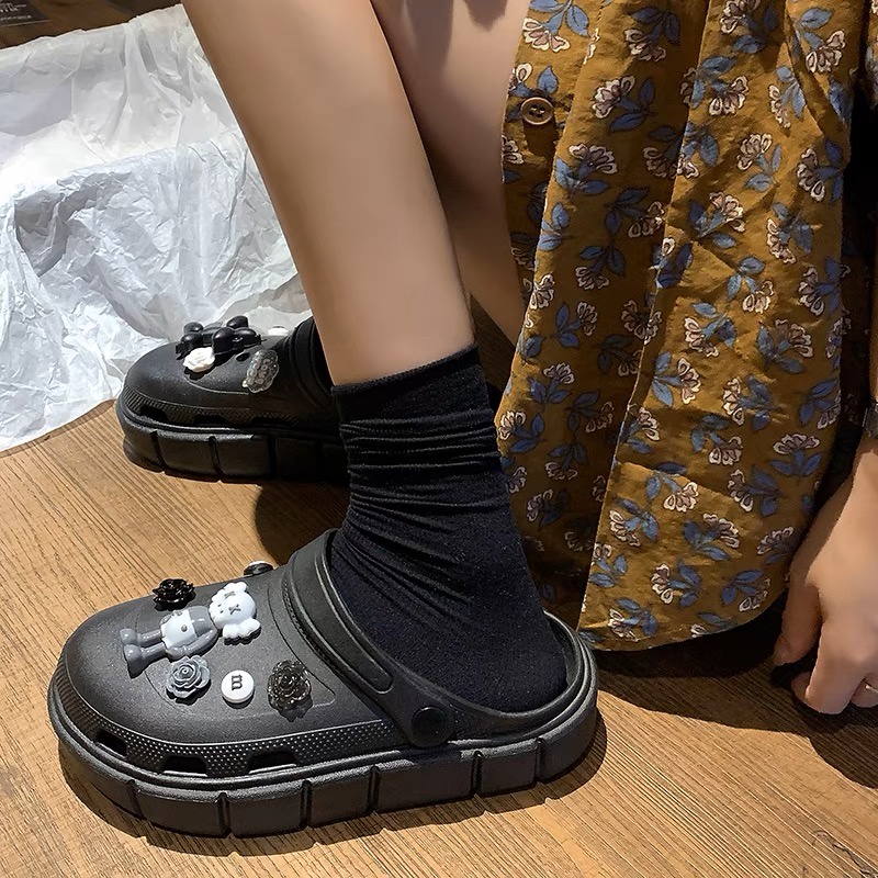 Dép Cross độn đế nữ 5cm siêu nhẹ kèm Sticker dễ thương