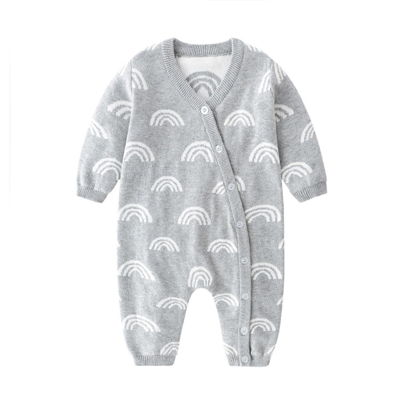 Bộ Áo Liền Quần Bằng Cotton Dệt Kim Thời Trang Thu Đông Cho Bé Sơ Sinh