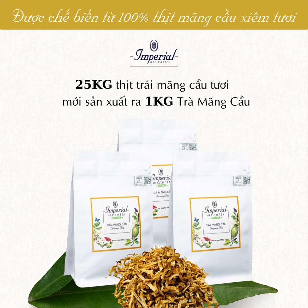 Quà tặng sức khoẻ trà mãng cầu Imperial Delicacies gói zip tiện dụng 100g